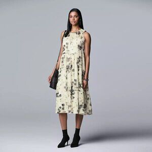 SIMPLY Vera Vera Wang Shirred Waist Midi Dress Camo